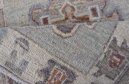 Modern Oushak Medallion Motif's on Light Grey Background and Earthy Tones. Keivan Woven Arts; rug AWR - 10644 Country of Origin: Afghanistan Type: Oushak Design. Measures: 2'0 x 3'2 The border and field are covered in floral - like motifs filled wit... - Keivan Woven ArtsAWR - 16044 - 24229Rug
