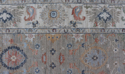Measures: 9'0 x 12'4 Modern All - Over Floral Oushak by Keivan Woven Arts. Country of Origin: Afghanistan Type: Oushak Design: All - Over, Floral, 21st Century. Keivan Woven Arts: rug AWR - 164 Modern Oushak featuring an all - over floral design, re... - Keivan Woven ArtsAWR - 164 - 27430Rug