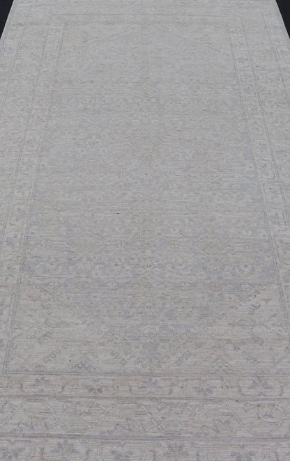 Modern All - Over Oushak Gallery with Light Gray Background And Neutral Colors. Keivan Woven Arts rug AWR - 16710 Country of Origin: Afghanistan Type: Oushak Design: Floral, All - Over, Abstract Floral. Measures: 5'3 x 10'0 This Oushak was hand - knotte... - Keivan Woven ArtsAWR - 16710 - 24432Rug