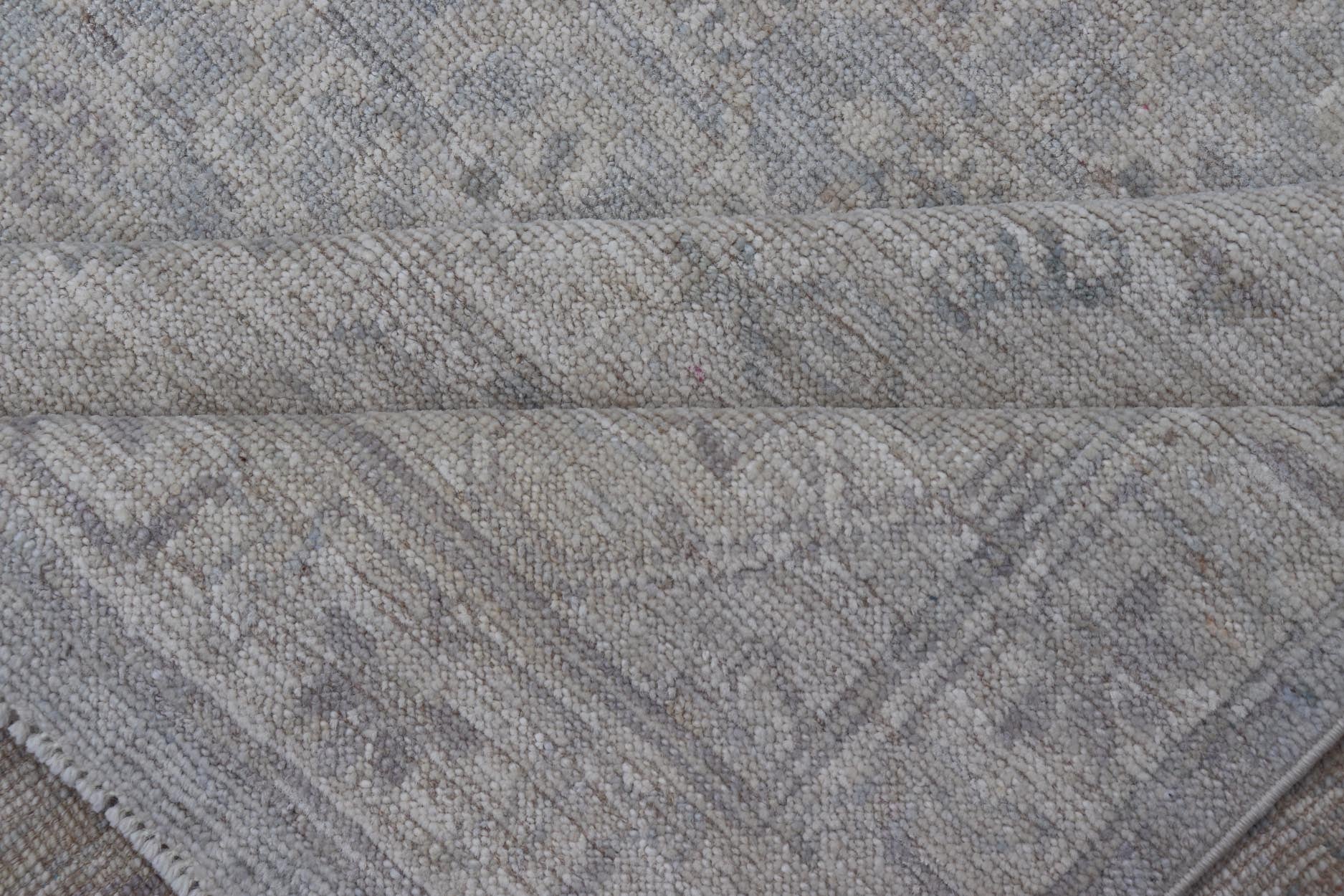 Modern All - Over Oushak Gallery with Light Gray Background And Neutral Colors. Keivan Woven Arts rug AWR - 16710 Country of Origin: Afghanistan Type: Oushak Design: Floral, All - Over, Abstract Floral. Measures: 5'3 x 10'0 This Oushak was hand - knotte... - Keivan Woven ArtsAWR - 16710 - 24432Rug