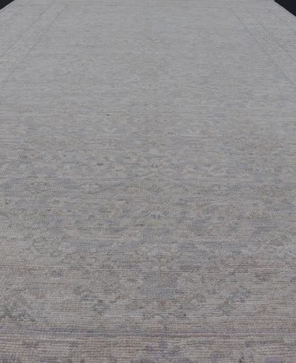 Modern All - Over Oushak Gallery with Light Gray Background And Neutral Colors. Keivan Woven Arts rug AWR - 16710 Country of Origin: Afghanistan Type: Oushak Design: Floral, All - Over, Abstract Floral. Measures: 5'3 x 10'0 This Oushak was hand - knotte... - Keivan Woven ArtsAWR - 16710 - 24432Rug