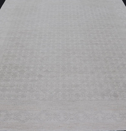 Modern All - Over Tribal Motif Khotan Area Rug in Muted Gray and Cream Tones. Country of Origin: Afghanistan; Type: Khotan; Design: Floral, All - Over; Keivan Woven Arts: rug/AWR - 16720. Measures: 8'11 x 12'3 This modern Khotan features a modern mut... - Keivan Woven ArtsAWR - 16720 - 24300