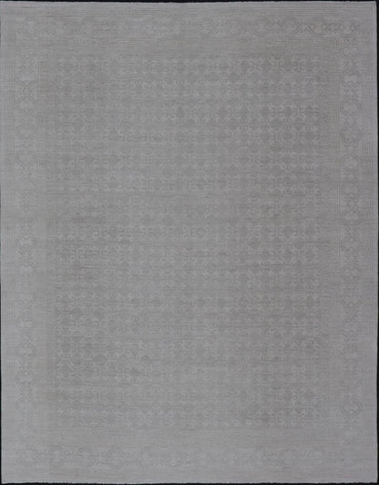 Modern All - Over Tribal Motif Khotan Area Rug in Muted Gray and Cream Tones. Country of Origin: Afghanistan; Type: Khotan; Design: Floral, All - Over; Keivan Woven Arts: rug/AWR - 16720. Measures: 8'11 x 12'3 This modern Khotan features a modern mut... - Keivan Woven ArtsAWR - 16720 - 24300