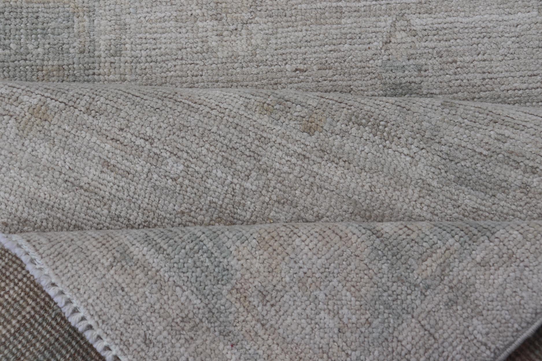 Hand - Knotted Oushak Runner with Medallion Design On A Cream Field With Blues. Keivan Woven Arts; rug AWR - 16727 Country of Origin: Afghanistan Type: Oushak Design: Medallion, Motif, Floral Motif. Measures: 2'8 x 11'10 This modern Oushak which ar... - Keivan Woven ArtsAWR - 16727 - 24294Rug