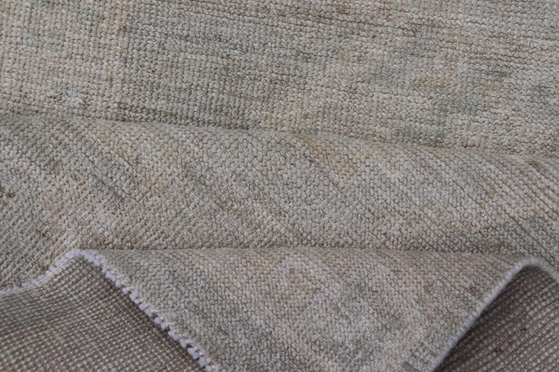 Modern Oushak with Off Gray Background with A Large Tribal Medallion in Cream. Country of Origin: Afghanistan; Type: Oushak; Design: Medallion, Tribal Medallion, All - Over; Keivan Woven Arts: rug AWR - 16772. 21st Century. Measures: 2'8 x 4'3 This... - Keivan Woven ArtsAWR - 16772 - 24444Rug
