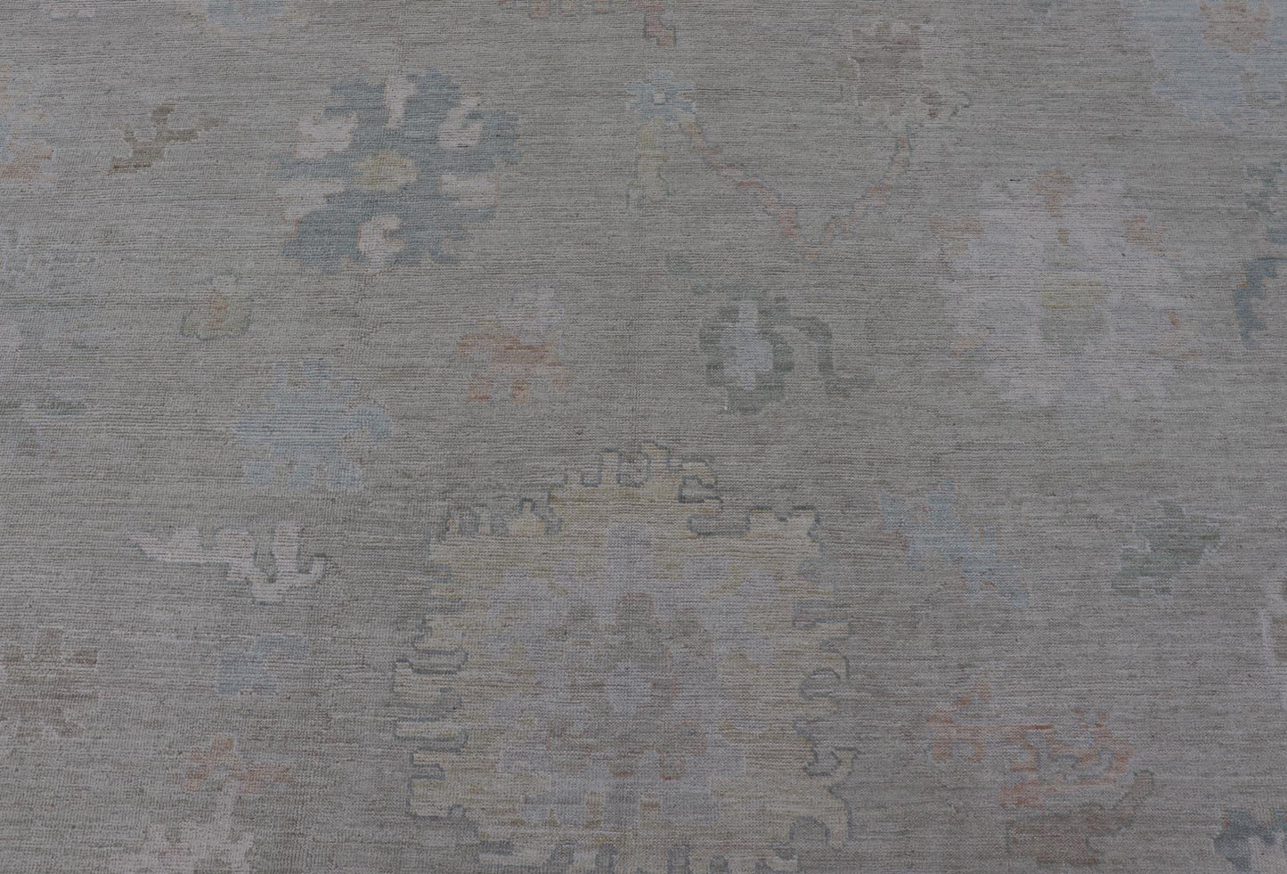 Measures: 12'0 x 15'0 Modern Oushak with Floral Motifs & Muted Colorful Tones on Neutral Background. Keivan Woven Arts; rug AWR - 8347 Country of Origin: Afghanistan Type: Oushak Design. This large Oushak has a border and background that are c... - Keivan Woven ArtsAWR - 16852 - 24970Rug