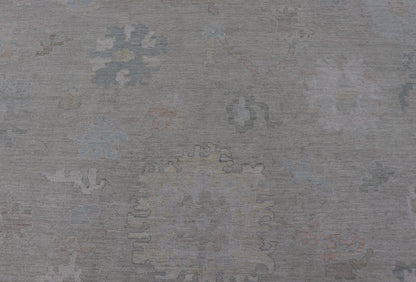 Measures: 12'0 x 15'0 Modern Oushak with Floral Motifs & Muted Colorful Tones on Neutral Background. Keivan Woven Arts; rug AWR - 8347 Country of Origin: Afghanistan Type: Oushak Design. This large Oushak has a border and background that are c... - Keivan Woven ArtsAWR - 16852 - 24970Rug