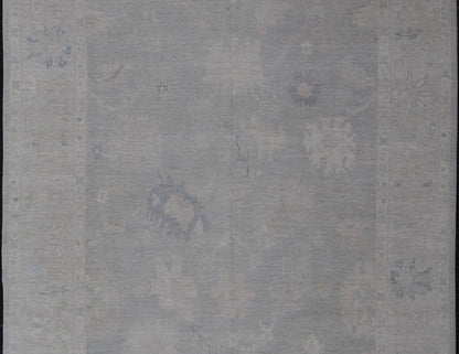 All - Over Floral Modern Oushak with Light Gray - Silver Background and Cream Border. Keivan Woven Arts rug AWR - 16914 Country of Origin: Afghanistan Type: Oushak Design: Floral, all - over, abstract floral. Measures: 13'0 x 17'9 This Oushak was hand ... - Keivan Woven ArtsAWR - 16914 - 24739Rug