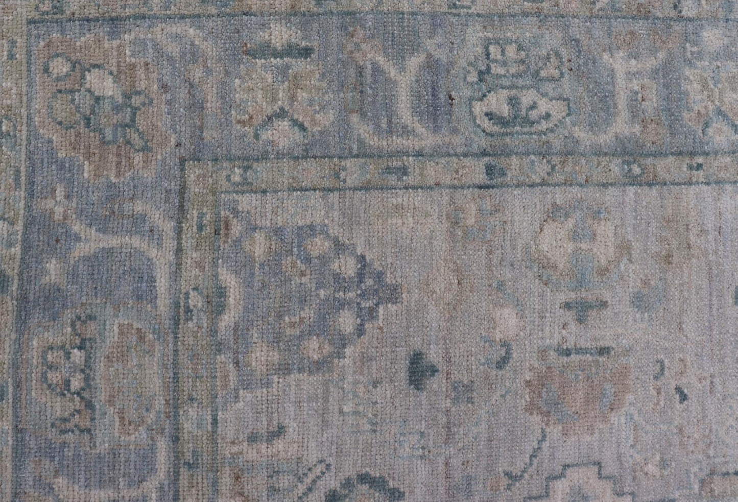 Hand - Knotted Oushak with a Light Blue - Gray Background and Tribal Motifs. Keivan Woven Arts; rug AWR - 16951 Country of Origin: Afghanistan Type: Oushak Design: Floral, All - Over Abstract - Tribal. Measures: 3'10 x 6'0 This Oushak presents centered m... - Keivan Woven ArtsAWR - 16951 - 24786Rug