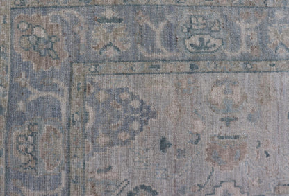 Hand - Knotted Oushak with a Light Blue - Gray Background and Tribal Motifs. Keivan Woven Arts; rug AWR - 16951 Country of Origin: Afghanistan Type: Oushak Design: Floral, All - Over Abstract - Tribal. Measures: 3'10 x 6'0 This Oushak presents centered m... - Keivan Woven ArtsAWR - 16951 - 24786Rug