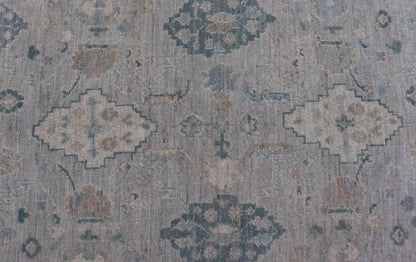 Hand - Knotted Oushak with a Light Blue - Gray Background and Tribal Motifs. Keivan Woven Arts; rug AWR - 16951 Country of Origin: Afghanistan Type: Oushak Design: Floral, All - Over Abstract - Tribal. Measures: 3'10 x 6'0 This Oushak presents centered m... - Keivan Woven ArtsAWR - 16951 - 24786Rug