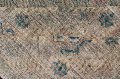 Large Modern Tribal Khotan Rug in Shades of Cream, Green, Blue, and Coral. Keivan Woven Arts Country of origin; Afghanistan Type: Khotan Keivan Woven Arts; rug AWR - 17257, early 21st century. Measures: 10'5 x 13'8 This modern Khotan features a m... - Keivan Woven ArtsAWR - 17257 - 24994Rug