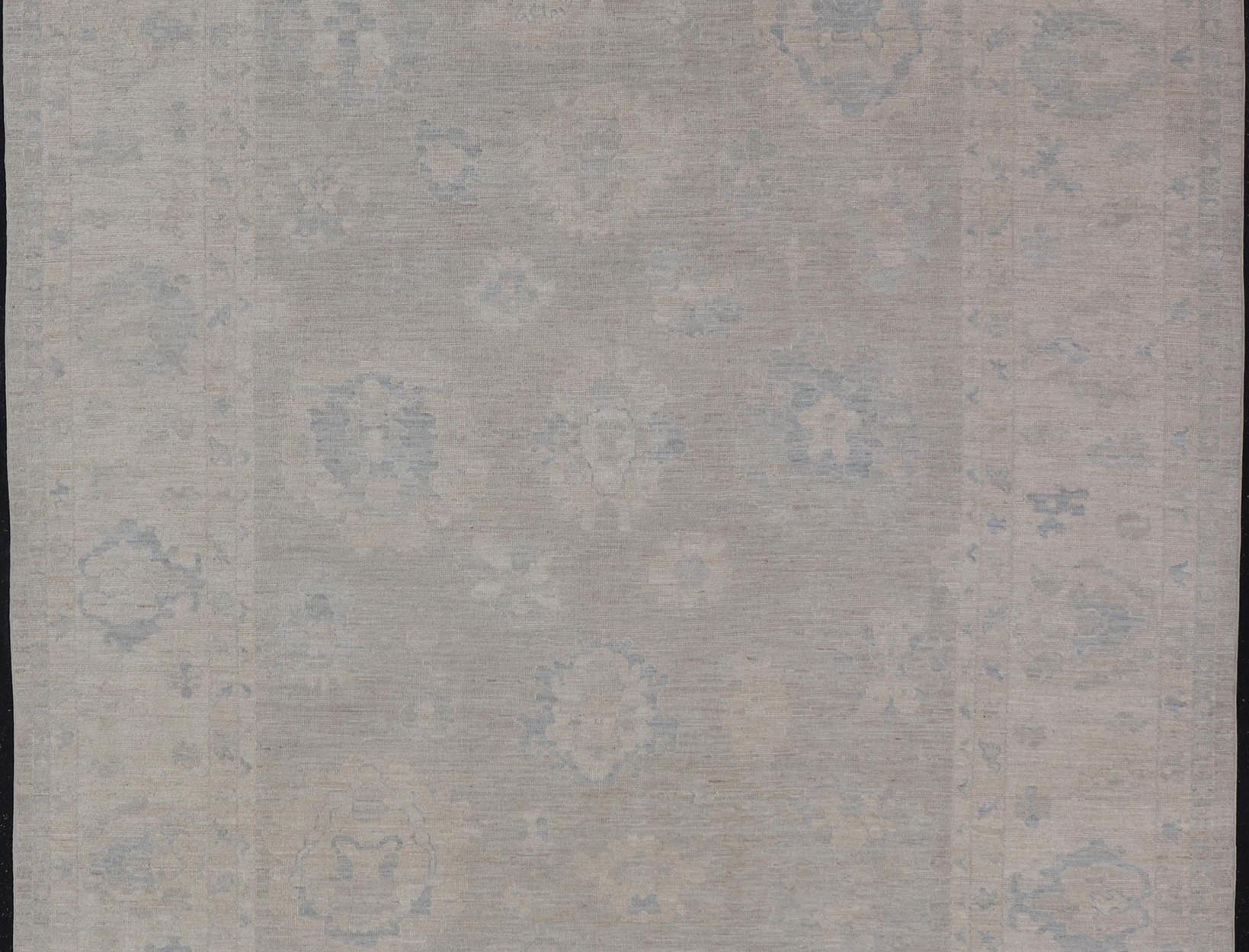 Hand - Knotted Transitional Neutral Oushak Rug in Light Gray, Light Blue, Green. Keivan Woven Arts; rug AWR - 17324 Country of Origin: Afghanistan Type: Oushak Design: All - Over, Floral. Measures: 9'1 x 11'10 Hand - Knotted in Afghanistan, this rustic ... - Keivan Woven ArtsAWR - 17324 - 24904Rug