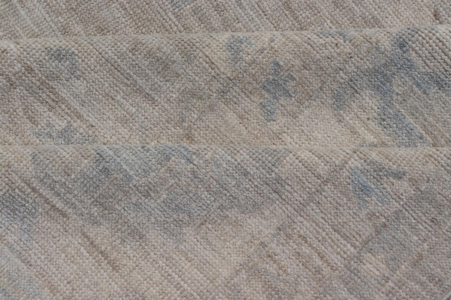Hand - Knotted Transitional Neutral Oushak Rug in Light Gray, Light Blue, Green. Keivan Woven Arts; rug AWR - 17324 Country of Origin: Afghanistan Type: Oushak Design: All - Over, Floral. Measures: 9'1 x 11'10 Hand - Knotted in Afghanistan, this rustic ... - Keivan Woven ArtsAWR - 17324 - 24904Rug