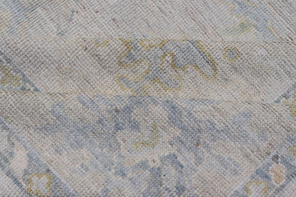 Modern Tribal Oushak with a Cream Border and Light Gray - Blue Background. Country of Origin: Afghanistan; Type: Oushak; Design: Medallion, Tribal Medallion, All - Over; Keivan Woven Arts: rug AWR - 17501. Measures: 8'0 x 10'0 A Oushak featuring all... - Keivan Woven ArtsAWR - 17501 - 24910Rug