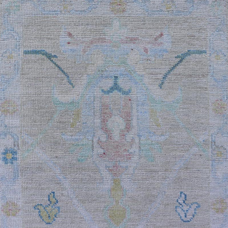 Small Modern Oushak Runner with Light Tan Background and Floral Motif With Blue. Keivan Woven Arts; rug AWR - 17514 Country of Origin: Afghanistan Type: Oushak Circa 2010 Key Words: Modern, Oushak Runner. Measures: 2'3 x 6'5 This contemporary run... - Keivan Woven ArtsAWR - 17514 - 25018Rug
