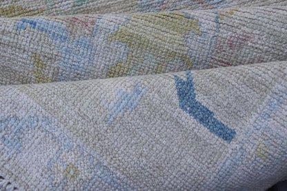 Small Modern Oushak Runner with Light Tan Background and Floral Motif With Blue. Keivan Woven Arts; rug AWR - 17514 Country of Origin: Afghanistan Type: Oushak Circa 2010 Key Words: Modern, Oushak Runner. Measures: 2'3 x 6'5 This contemporary run... - Keivan Woven ArtsAWR - 17514 - 25018Rug