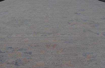 Modern All - Over Floral Oushak with Light Gray - Blue Background And Neutral Color. Keivan Woven Arts rug AWR - 17559 Country of Origin: Afghanistan Type: Oushak Design: Floral, All - Over, Abstract Floral. Measures: 12'1 x 14'8 This Oushak was hand - kn... - Keivan Woven ArtsAWR - 17559 - 25024Rug