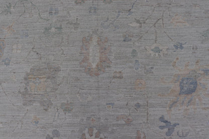 Modern All - Over Floral Oushak with Light Gray - Blue Background And Neutral Color. Keivan Woven Arts rug AWR - 17559 Country of Origin: Afghanistan Type: Oushak Design: Floral, All - Over, Abstract Floral. Measures: 12'1 x 14'8 This Oushak was hand - kn... - Keivan Woven ArtsAWR - 17559 - 25024Rug