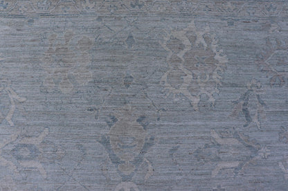 Oushak Modern with Floral Motifs with Cream, Grey, Blue, and Powder Blue. Keivan Woven Arts; rug AWR - 17574 Country of Origin: Afghanistan Type: Oushak Design: Floral, All - Over Abstract - Tribal 21st century. Measures: 8'10 x 11'9 This modern Oush... - Keivan Woven ArtsAWR - 17574 - 25030Rug