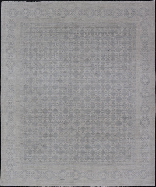Modern All - Over Tribal Motif Khotan Area Rug in Muted Gray's and Cream. Country of Origin: Afghanistan; Type: Khotan; Design: Floral, All - Over; Keivan Woven Arts: rug/AWR - 17589. Measures: 8'0 x 10'0 This modern Khotan features a modern muted gra... - Keivan Woven ArtsAWR - 17589 - 25036