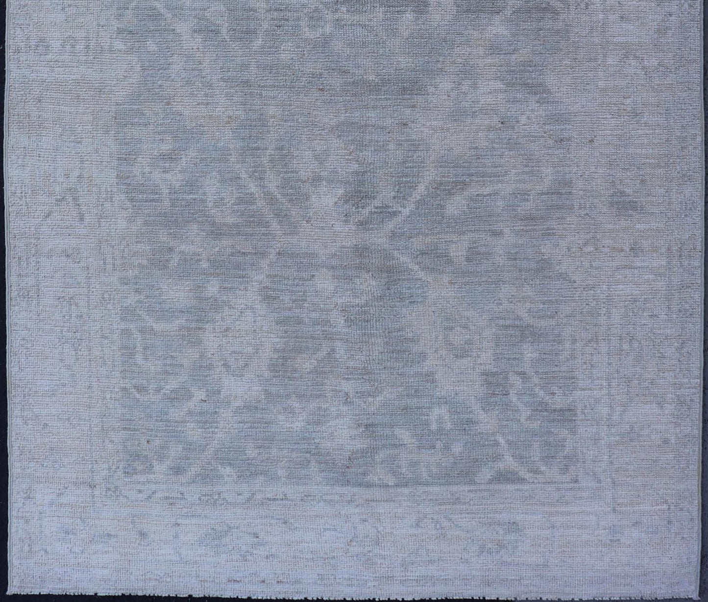 Modern Tribal Oushak with a Cream Border and Light Gray - Green Background. Keivan Woven Arts: rug / AWR - 17770 / Country of Origin: Afghanistan; Type: Oushak; Design: Medallion, Tribal Medallion, All - Over. Measures: 3'10 x 6'0 A Oushak featuring... - Keivan Woven ArtsAWR - 17770 - 25054Rug