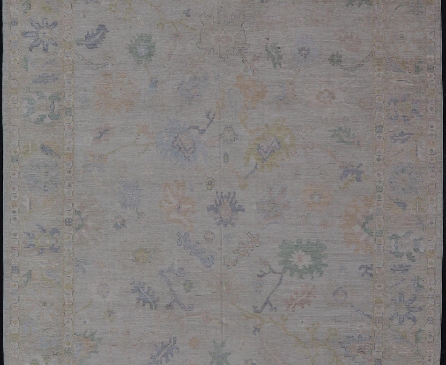 Large Oushak Rug with Floral Motifs & Muted Colorful Tones on Neutral Background. Large Oushak Rug with Floral Motifs & Muted Colorful Tones by Keivan Woven Arts. Keivan Woven Arts; rug AWR - 17857 Country of Origin: Afghanistan Type: Oushak Desi... - Keivan Woven ArtsAWR - 17857 - 25066Rug