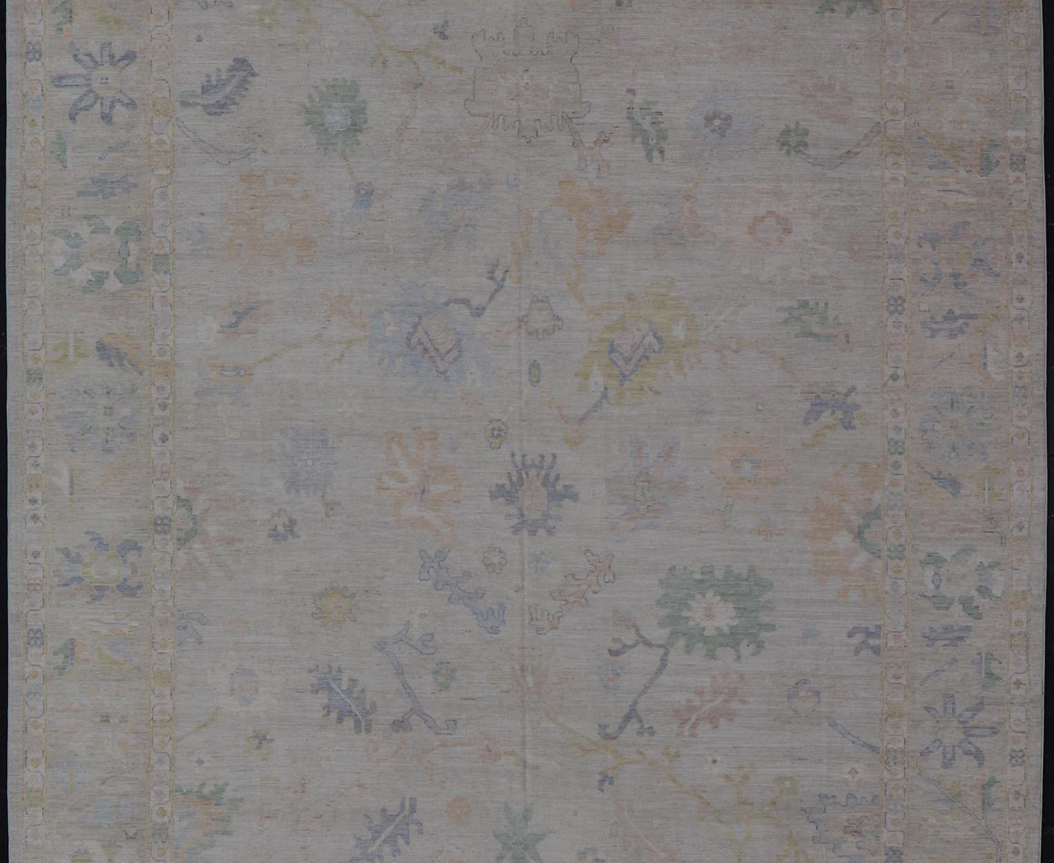 Large Oushak Rug with Floral Motifs & Muted Colorful Tones on Neutral Background. Large Oushak Rug with Floral Motifs & Muted Colorful Tones by Keivan Woven Arts. Keivan Woven Arts; rug AWR - 17857 Country of Origin: Afghanistan Type: Oushak Desi... - Keivan Woven ArtsAWR - 17857 - 25066Rug