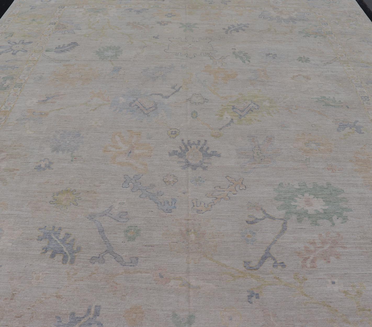 Large Oushak Rug with Floral Motifs & Muted Colorful Tones on Neutral Background. Large Oushak Rug with Floral Motifs & Muted Colorful Tones by Keivan Woven Arts. Keivan Woven Arts; rug AWR - 17857 Country of Origin: Afghanistan Type: Oushak Desi... - Keivan Woven ArtsAWR - 17857 - 25066Rug