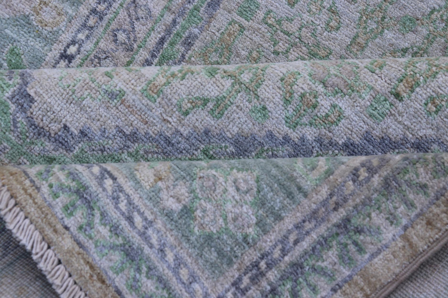 Sub - Geometric Paisley Designed Rug with Muted Tones of Green and Brown. Keivan Woven Arts rug AWR - 17859 Country of Origin: Afghanistan Type: Tabriz Design: Geometric, Mosaic Medallion Key Words. Measures: 4'0 x 11'8 This hand - knotted Tabriz fea... - Keivan Woven ArtsAWR - 17859 - 25072