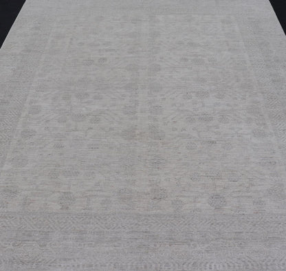 Modern All - Over Floral Khotan with Light Gray Background And Neutral Colors. Keivan Woven Arts rug AWR - 17900 Country of Origin: Afghanistan Type: Khotan Design: Floral, All - Over, Abstract Floral. Measures: 8'0 x 9'11 This Khotan was hand - knotted ... - Keivan Woven ArtsAWR - 17900 - 24922Rug