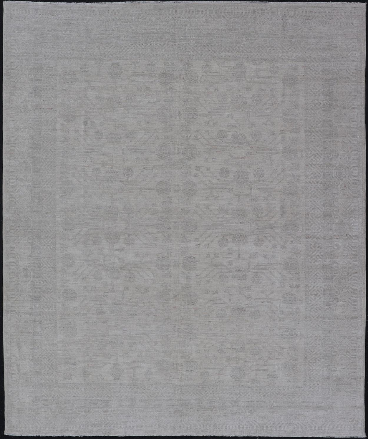 Modern All - Over Floral Khotan with Light Gray Background And Neutral Colors. Keivan Woven Arts rug AWR - 17900 Country of Origin: Afghanistan Type: Khotan Design: Floral, All - Over, Abstract Floral. Measures: 8'0 x 9'11 This Khotan was hand - knotted ... - Keivan Woven ArtsAWR - 17900 - 24922Rug