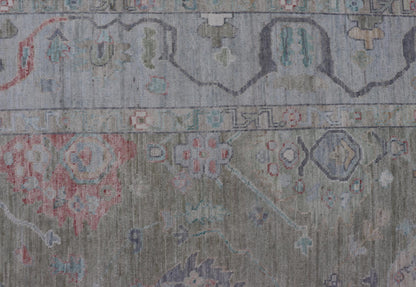 Measures: 9'1 x 12'0 Keivan Woven Arts Hand - Knotted Transitional Neutral Oushak Rug. Keivan Woven Arts; rug AWR - 378 / Country of Origin: Afghanistan Type: Oushak Design: All - Over, Floral. Above lays a modest Oushak - styled floral design reaching... - Keivan Woven ArtsAWR - 378 - 27448Rug