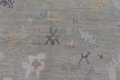 Measures: 12'1 x 17'10 Modern Large Oushak by Keivan Woven Arts with Floral Motifs. Keivan Woven Arts; rug AWR - 405 Country of Origin: Afghanistan Type: Oushak Design. This large Oushak has a border and background that are covered in floral - l... - Keivan Woven ArtsAWR - 405 - 27454Rug