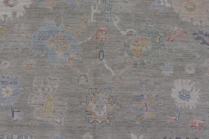 Measures: 12'1 x 17'10 Modern Large Oushak by Keivan Woven Arts with Floral Motifs. Keivan Woven Arts; rug AWR - 405 Country of Origin: Afghanistan Type: Oushak Design. This large Oushak has a border and background that are covered in floral - l... - Keivan Woven ArtsAWR - 405 - 27454Rug