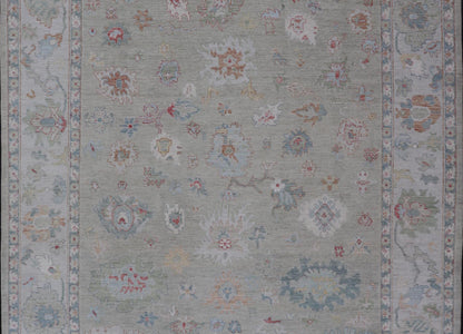 Measures: 10'2 x 13'9 Keivan Woven Arts Modern Oushak Rug in All - Over Floral Motifs. Keivan Woven Arts; rug AWR - 440 Country of Origin: Afghanistan Type: Oushak Design: All - Over, Floral. - Keivan Woven ArtsAWR - 440 - 27460Rug