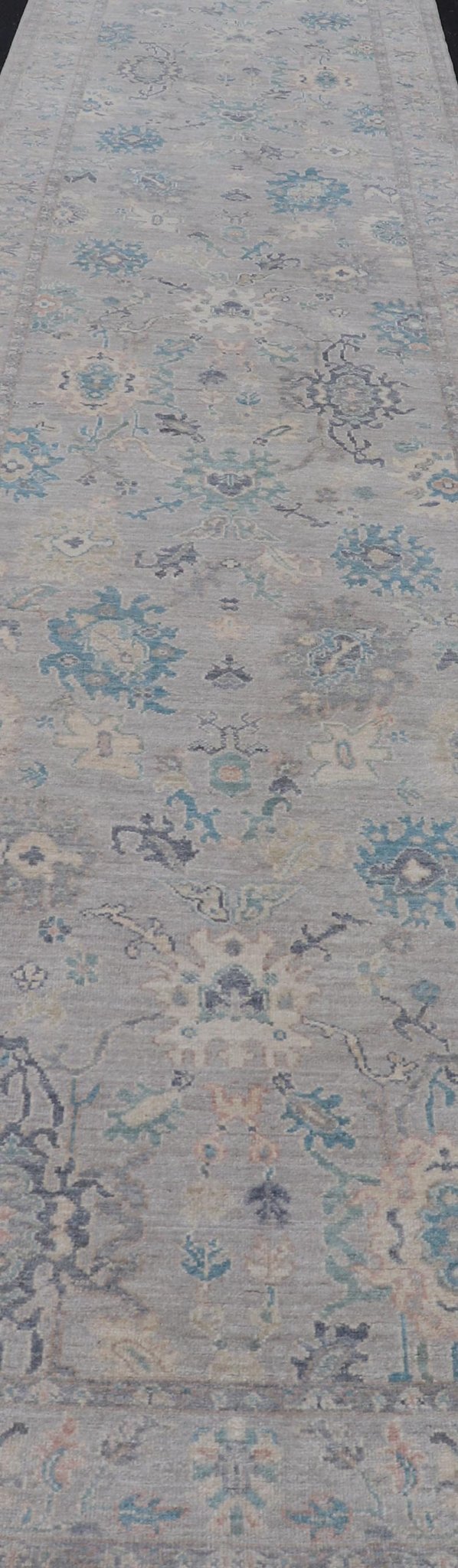 Measures: 4'2 x 23'8 Keivan Woven Arts Collection of Large Modern Tabriz Gallery in Muted Tones. Keivan Woven Arts rug AWR - 468 Country of Origin: Afghanistan Type: Tabriz Design: Floral, Mosaic Medallion. - Keivan Woven ArtsAWR - 468 - 27472Rug