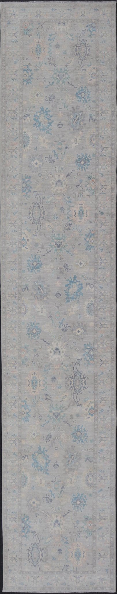 Measures: 4'2 x 23'8 Keivan Woven Arts Collection of Large Modern Tabriz Gallery in Muted Tones. Keivan Woven Arts rug AWR - 468 Country of Origin: Afghanistan Type: Tabriz Design: Floral, Mosaic Medallion. - Keivan Woven ArtsAWR - 468 - 27472Rug