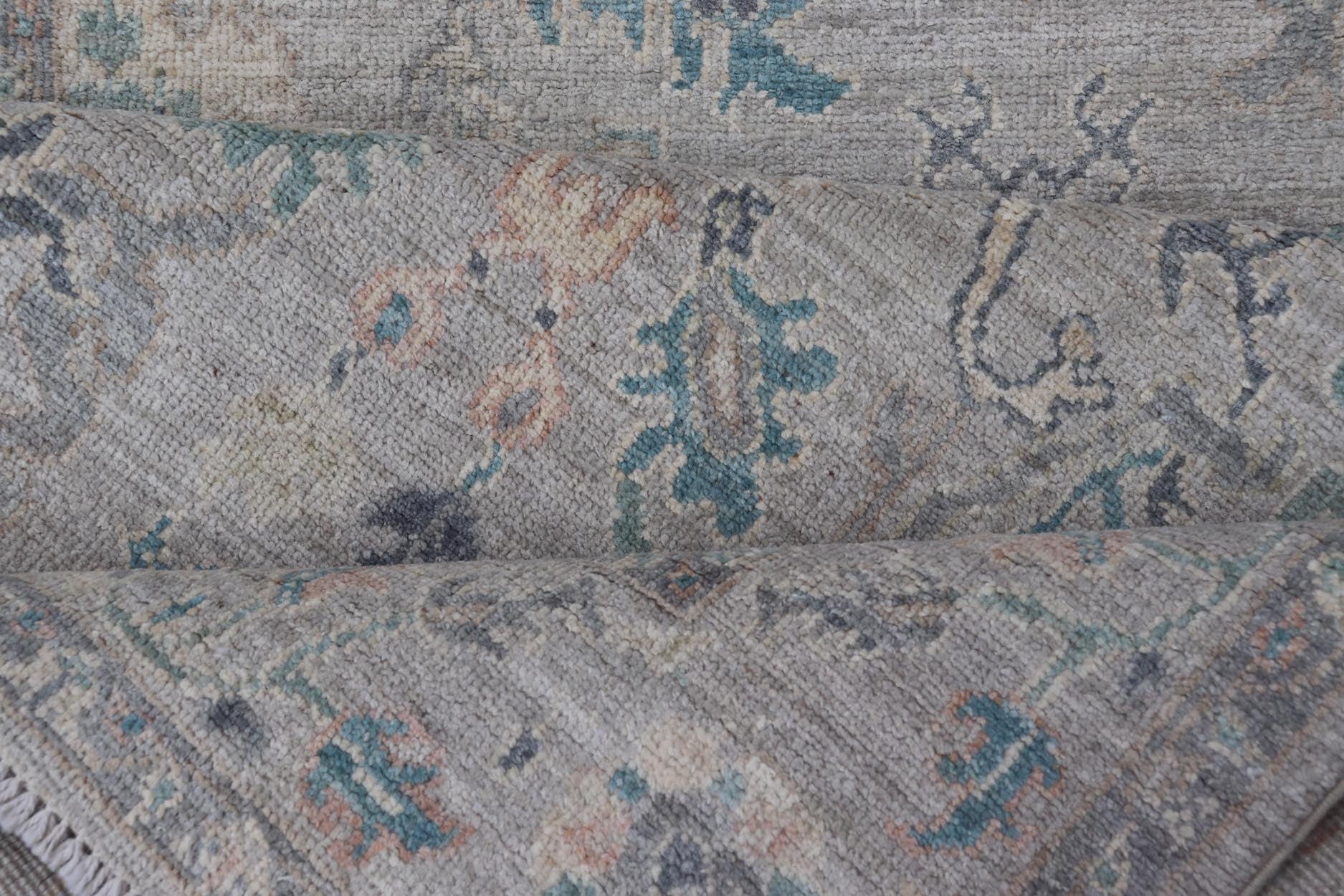 Measures: 4'2 x 23'8 Keivan Woven Arts Collection of Large Modern Tabriz Gallery in Muted Tones. Keivan Woven Arts rug AWR - 468 Country of Origin: Afghanistan Type: Tabriz Design: Floral, Mosaic Medallion. - Keivan Woven ArtsAWR - 468 - 27472Rug