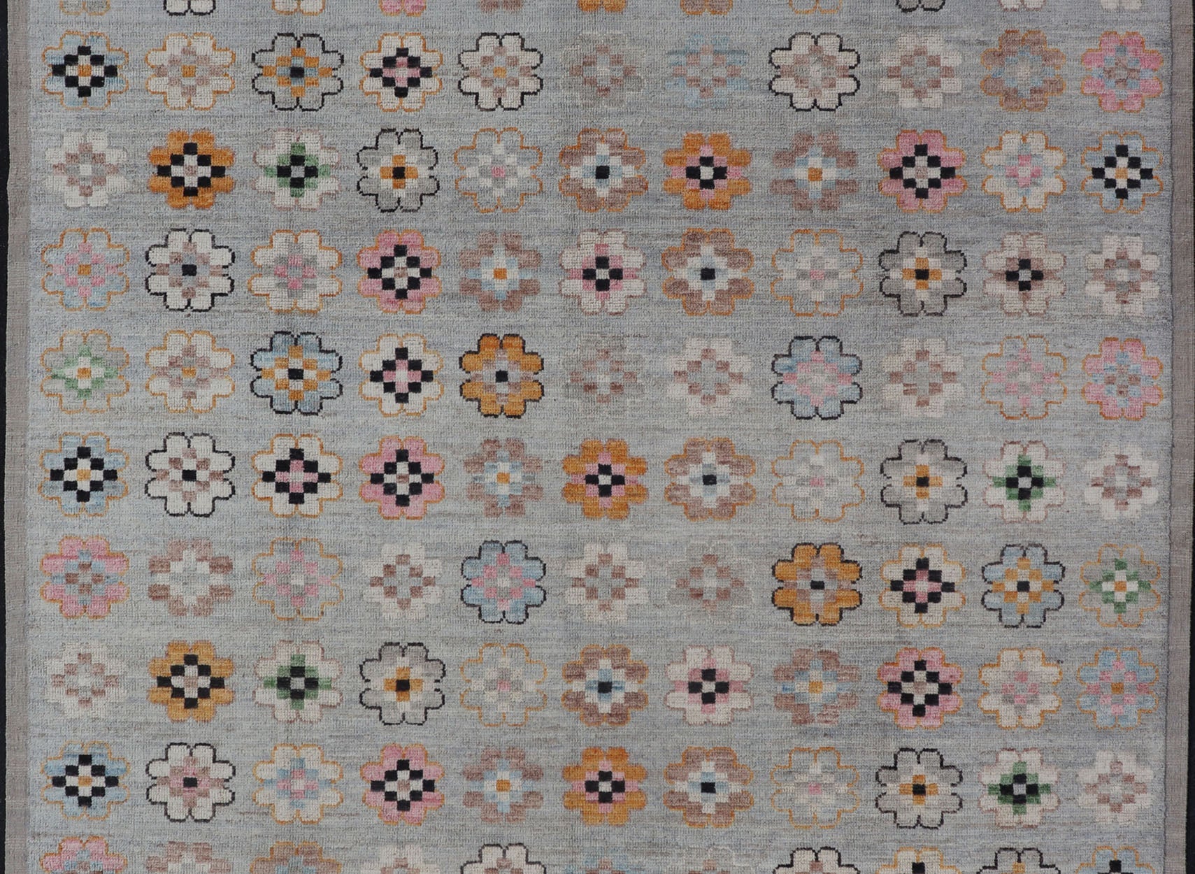 Modern Hand - Knotted Rug in Wool with Modern All - Over Flower Design On A Light Gray Field. Keivan Woven Arts; rug AWR - 4995, country of origin / type: Afghanistan / Modern Casual, circa Early - 21th Century. Measures: 9'9 x 11'6 This modern c... - Keivan Woven ArtsAWR - 4995 - 17142Rug