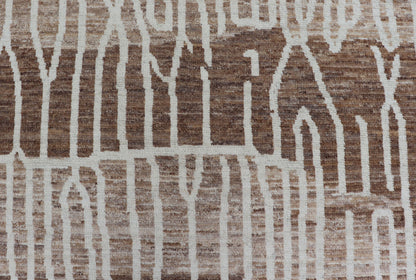 Keivan Woven Arts Hand - Knotted Wool Moroccan Rug with Abstract modern Design in Cream, Taupe, and L. Brown Keivan Woven Arts; rug AWR - 5020, country of origin / type: Afghanistan / Modern Casual, circa Early - 21th Century. Measures: 10'5 x 14'1 ... - Keivan Woven ArtsAWR - 5020 - 17154Rug