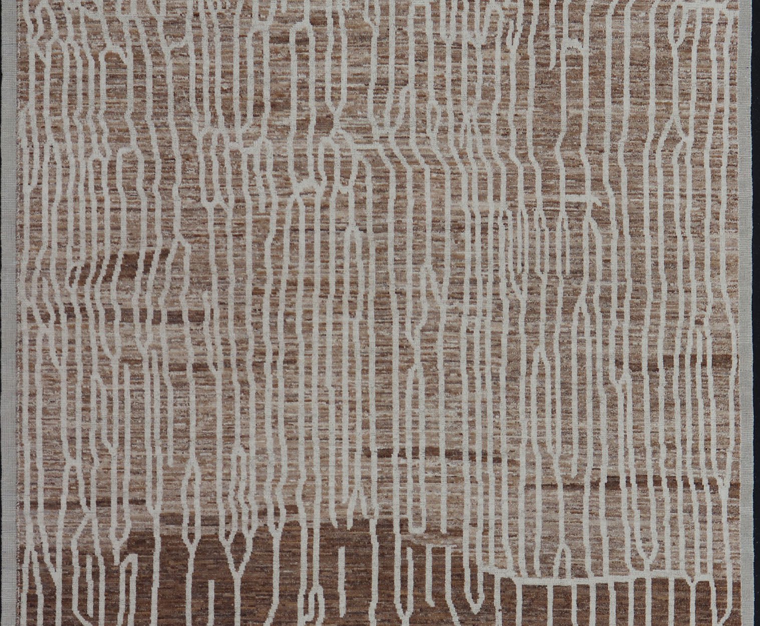 Keivan Woven Arts Hand - Knotted Wool Moroccan Rug with Abstract modern Design in Cream, Taupe, and L. Brown Keivan Woven Arts; rug AWR - 5020, country of origin / type: Afghanistan / Modern Casual, circa Early - 21th Century. Measures: 10'5 x 14'1 ... - Keivan Woven ArtsAWR - 5020 - 17154Rug
