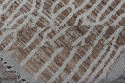 Keivan Woven Arts Hand - Knotted Wool Moroccan Rug with Abstract modern Design in Cream, Taupe, and L. Brown Keivan Woven Arts; rug AWR - 5020, country of origin / type: Afghanistan / Modern Casual, circa Early - 21th Century. Measures: 10'5 x 14'1 ... - Keivan Woven ArtsAWR - 5020 - 17154Rug
