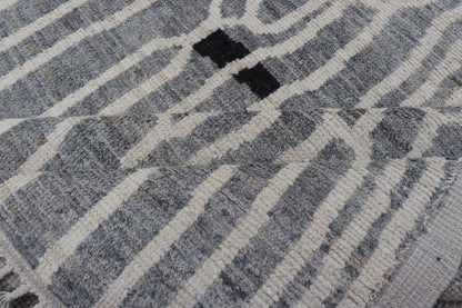 Keivan Woven Arts Hand - Knotted Wool Moroccan Rug with Abstract modern Design in Cream, Gray, and Charcoal by Keivan Woven Arts; rug/ AWR - 5034, country of origin / type: Afghanistan / Modern Casual, circa Early - 21th Century. Measures: 10'2 x 13'1... - Keivan Woven ArtsAWR - 5034 - 17160Rug