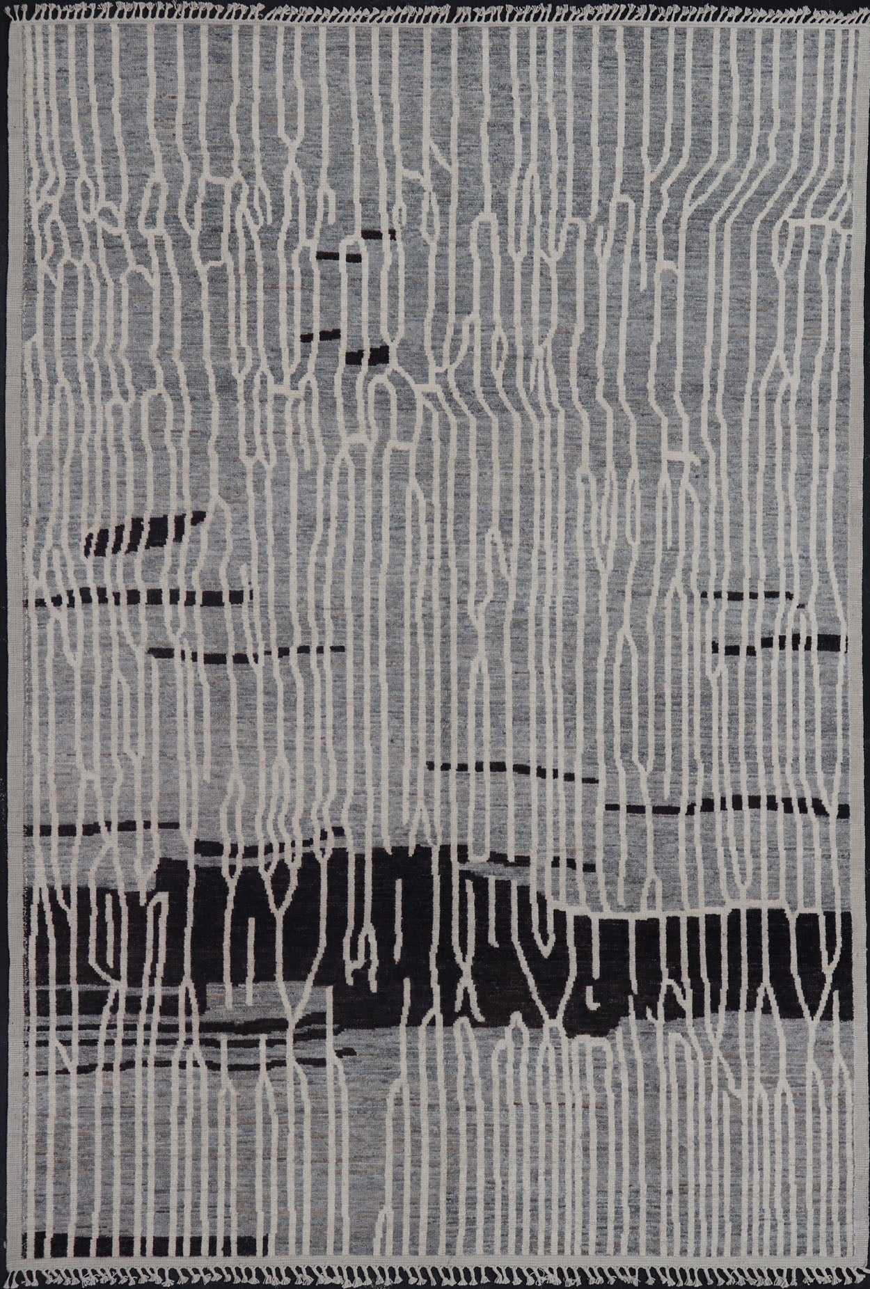 Keivan Woven Arts Hand - Knotted Wool Moroccan Rug with Abstract modern Design in Cream, Gray, and Charcoal by Keivan Woven Arts; rug/ AWR - 5034, country of origin / type: Afghanistan / Modern Casual, circa Early - 21th Century. Measures: 10'2 x 13'1... - Keivan Woven ArtsAWR - 5034 - 17160Rug