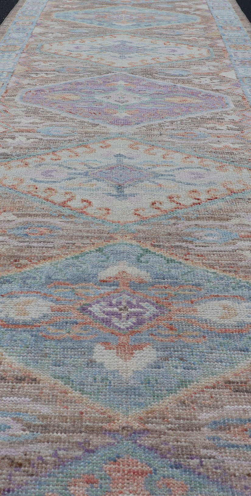 Hand Knotted Modern Oushak Geometric Medallion Designed Runner. Hand Knotted Modern Oushak Medallion Designed Runner, Keivan Woven Arts; rug AWR - 5118 Country of Origin: Afghanistan Type: Oushak Circa 2010 Measures: 2'6 x 9'7 This Afghan ... - Keivan Woven ArtsAWR - 5118 - 17334Rug