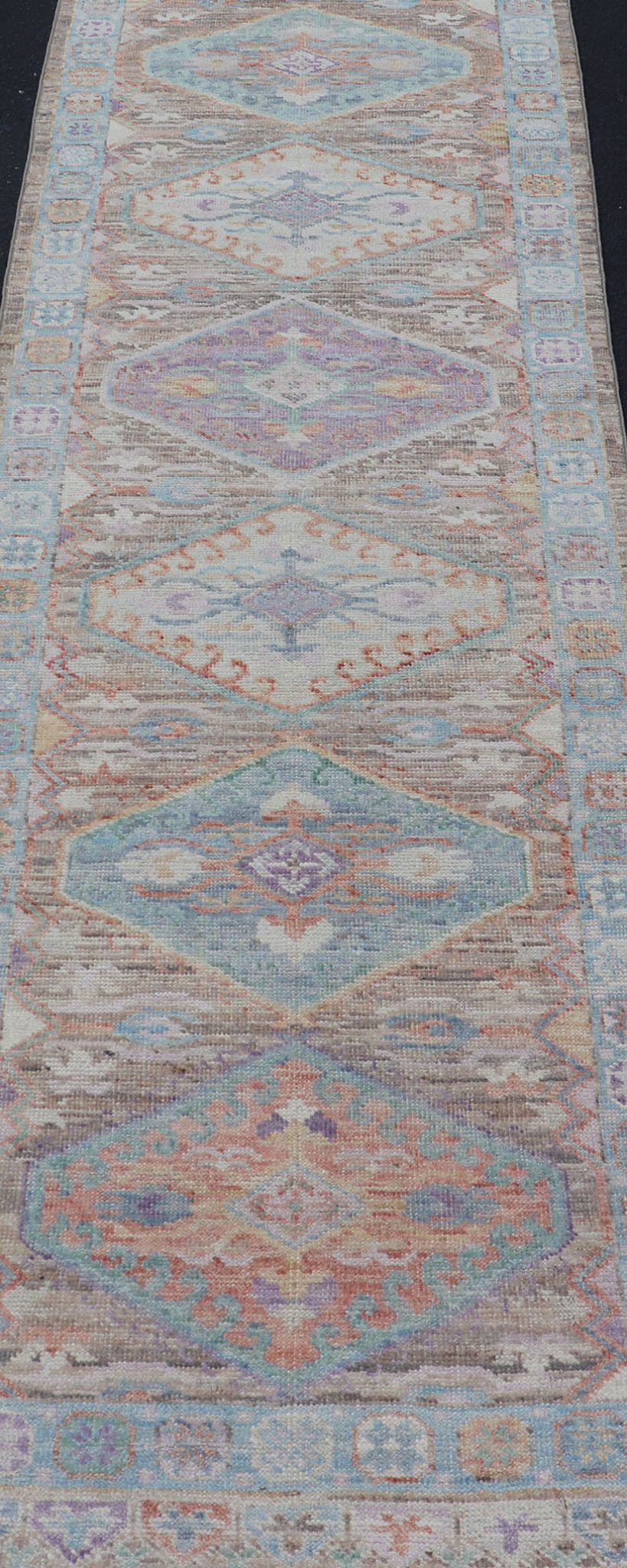 Hand Knotted Modern Oushak Geometric Medallion Designed Runner. Hand Knotted Modern Oushak Medallion Designed Runner, Keivan Woven Arts; rug AWR - 5118 Country of Origin: Afghanistan Type: Oushak Circa 2010 Measures: 2'6 x 9'7 This Afghan ... - Keivan Woven ArtsAWR - 5118 - 17334Rug