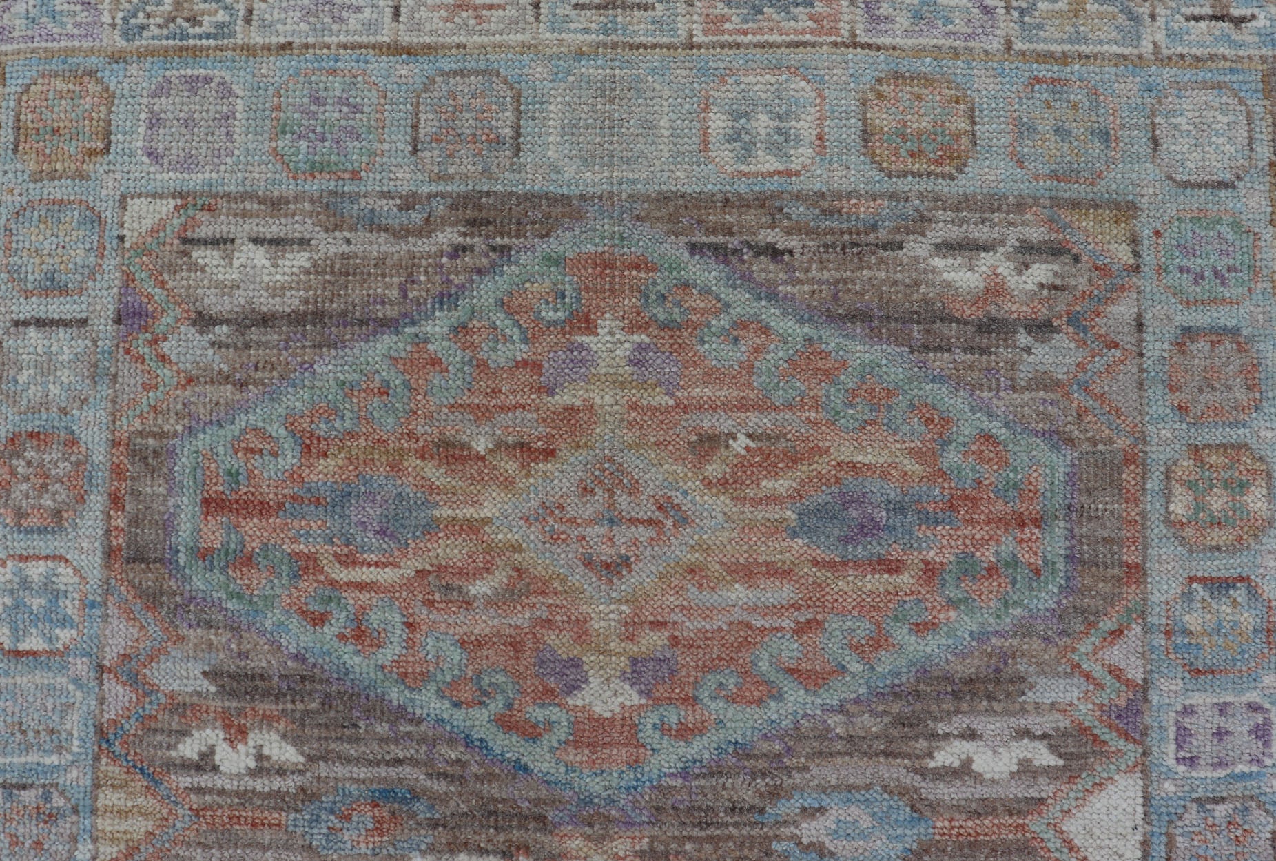 Hand Knotted Modern Oushak Geometric Medallion Designed Runner. Hand Knotted Modern Oushak Medallion Designed Runner, Keivan Woven Arts; rug AWR - 5118 Country of Origin: Afghanistan Type: Oushak Circa 2010 Measures: 2'6 x 9'7 This Afghan ... - Keivan Woven ArtsAWR - 5118 - 17334Rug