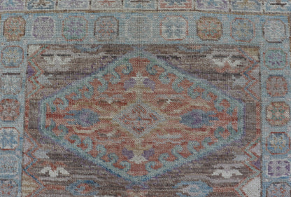 Hand Knotted Modern Oushak Geometric Medallion Designed Runner. Hand Knotted Modern Oushak Medallion Designed Runner, Keivan Woven Arts; rug AWR - 5118 Country of Origin: Afghanistan Type: Oushak Circa 2010 Measures: 2'6 x 9'7 This Afghan ... - Keivan Woven ArtsAWR - 5118 - 17334Rug
