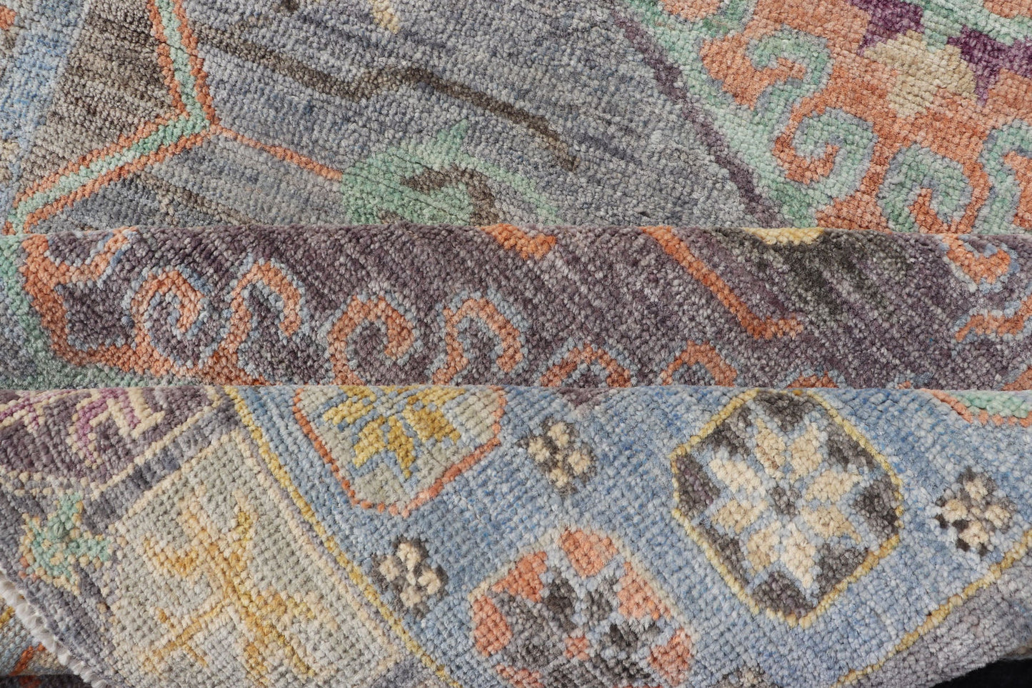 Measures: 3'10 x 5'10 Modern Oushak Medallion Motif's by Keivan Woven Arts. Keivan Woven Arts; rug AWR - 5149 Country of Origin: Afghanistan Type: Oushak Design. The border and field are covered in floral - like motifs filled with colors such as on ... - Keivan Woven ArtsAWR - 5149 - 17172Rug